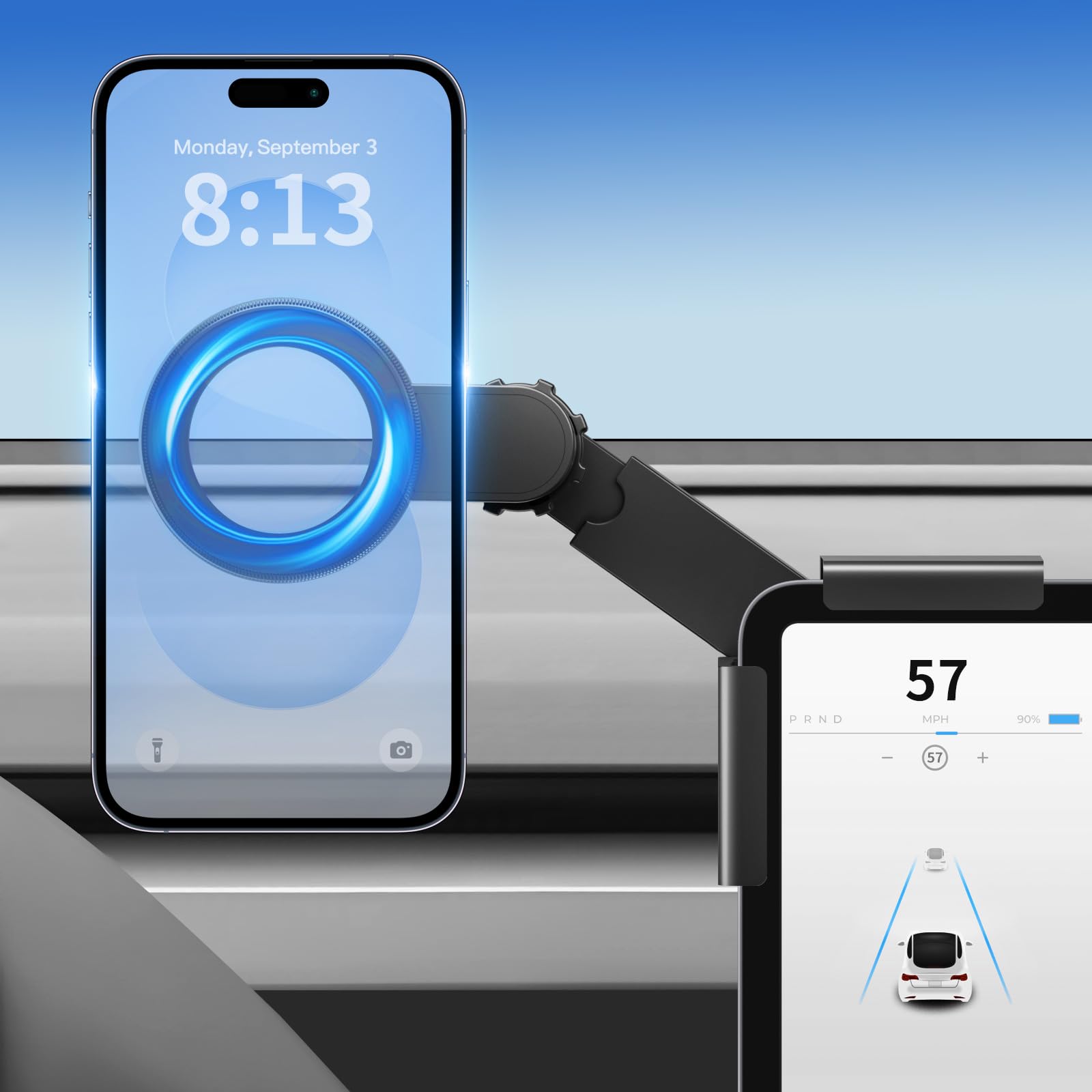 Tesla Model 3 Accessories For Tesla Model Y Launch 2025 Model 3 Highland 2024 Phone Holder Mount Magnetic Phone Mount For IPhone 16 Pro Max Plus 15 14 13 Tesla Model 3 Mag Mount