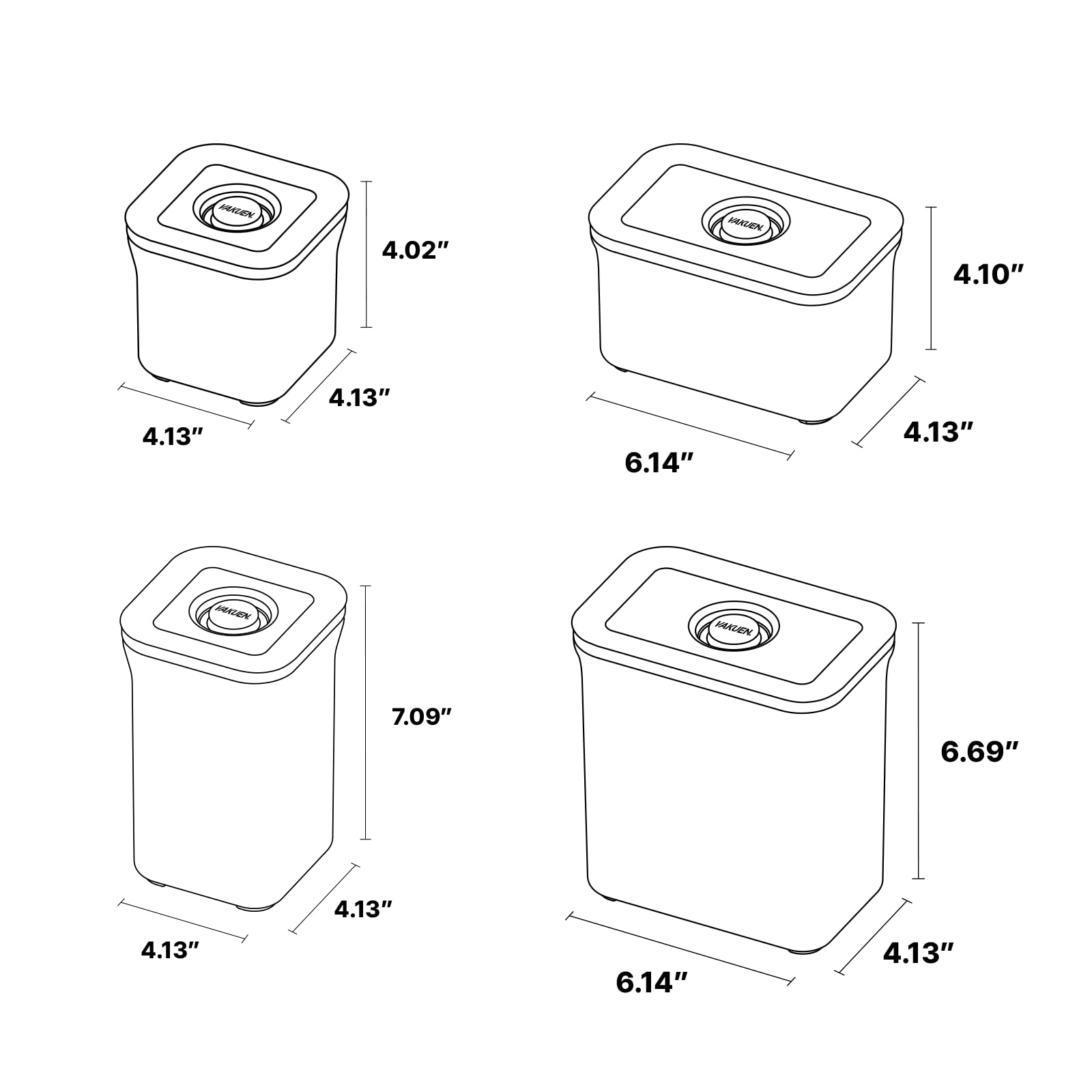 Premium Airtight Food Storage Containers 4-piece/Set, BPA Free, 100% Leak Proof, Keep food fresh up to 5 times longer than non-vacuum storage