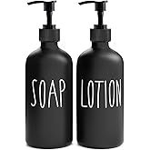 MOMEEMO Matte Black Soap Dispenser Bathroom Set, Contains Lotion and Hand Soap Dispenser, Suitable for Bathroom Decor Farmhouse Style. (Black)