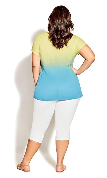 AVENUE WOMEN’S PLUS SIZE TOP – VICTORIA OMBRE NECKLACE CITRUS/LIME