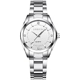 MASTOP Women's Classic Fashion Silver Stainless Steel Watches Waterproof Date Luminous Lady Dress Wrist Watch