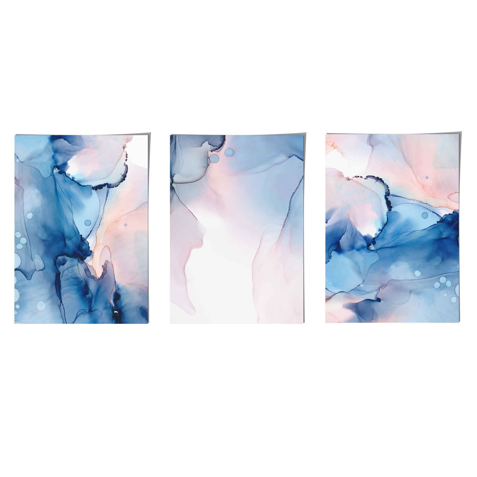 Artze Wall Art Abstract Ink Wall Art Poster, 30 cm Width x 40 cm Height, Blue/Pink
