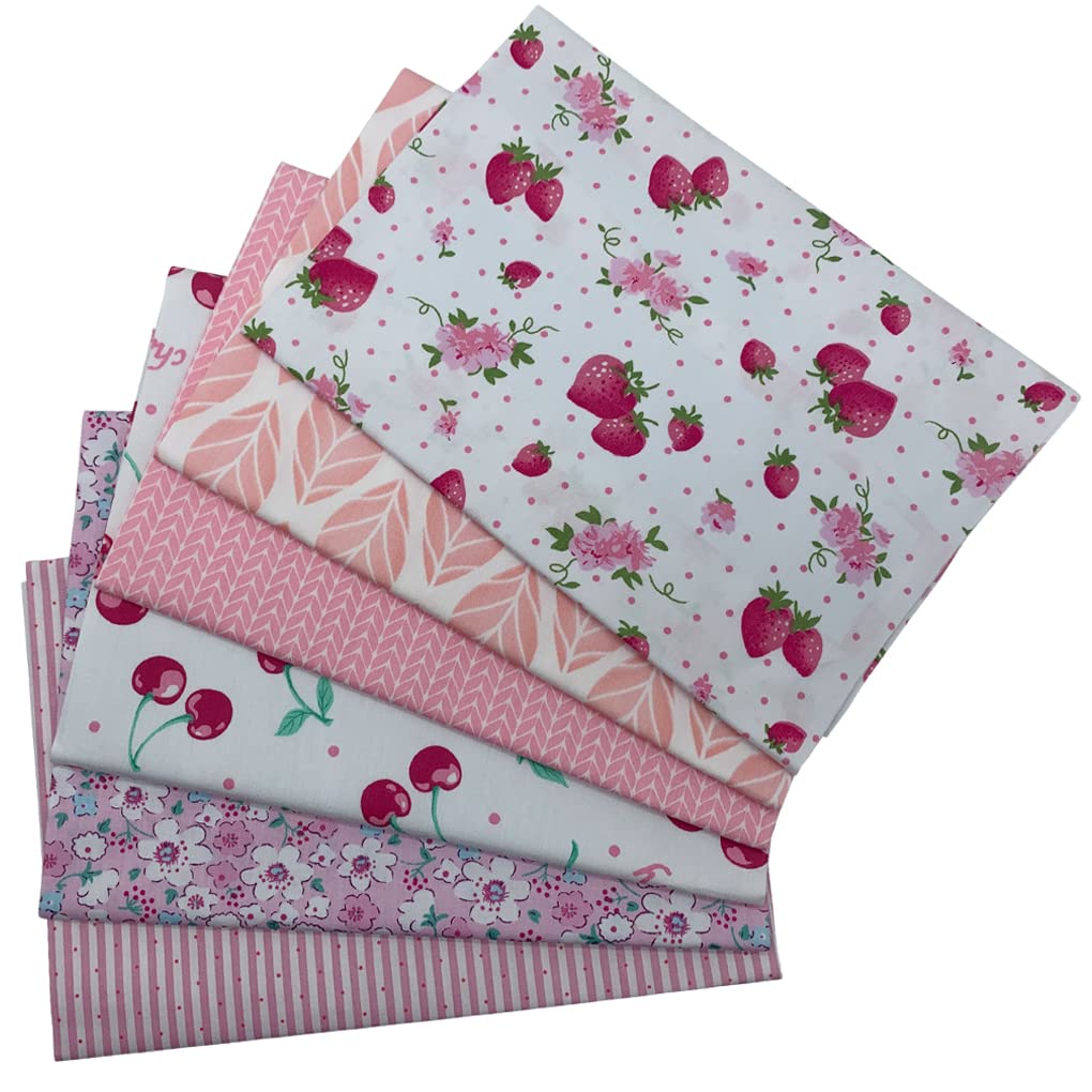 Jukway 6Pcs Cotton Fabric Squares 50 x 50 cm Different Patterns Printed Textile Handmade Craft Patchwork Cloths Bundle for Sewing, Quilting, DIY Decoration, Scrapbooking, Handwork (Pink) — image 1