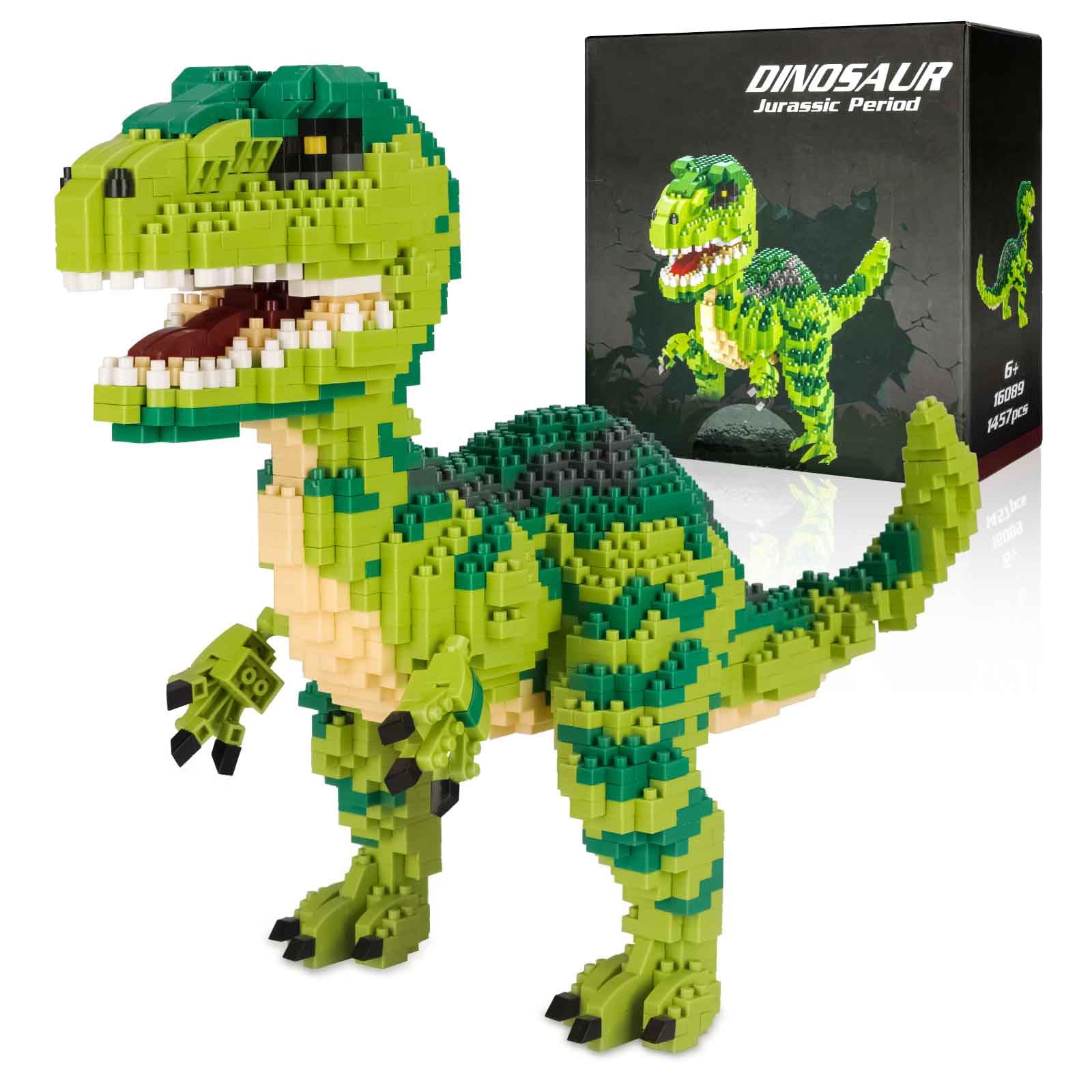 Aigidusansu Jurassic Dinosaur Micro Building Blocks, 1457pcs Velociraptor Tyrannosaurus Rex DIY Mini Diamond Blocks Bricks Toy for Adults, 14+ Teens