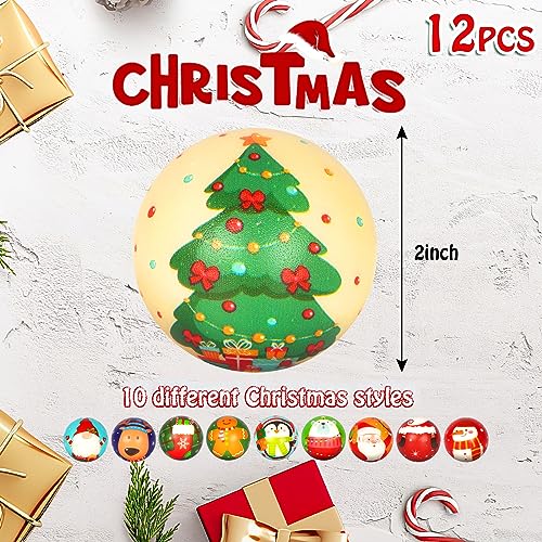 POPLAY 12PCS Christmas Stress Balls, Christmas Squeeze Toys Squeeze Balls Bulk Christmas Fun Toys for Stocking Stuffers Stress Relief Party Favors Goodie Bag