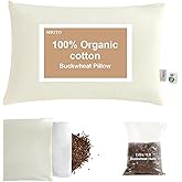 MIOTO Organic Buckwheat Pillow for Sleeping with Dual-Layer Pillowcase and Extra Tartary Buckwheat Hulls, Adjust Height and Firmness, Neck Support Pillow for Back and Side Sleepers 14"x20"