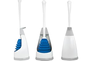 Unger EZ Plunger with No-Drip Caddy – Tight Seal Toilet Plunger with Holder, Discreet Bathroom Plunger, Bathroom Cleaning Supplies, Toilet Declogger, Plunger with Cover