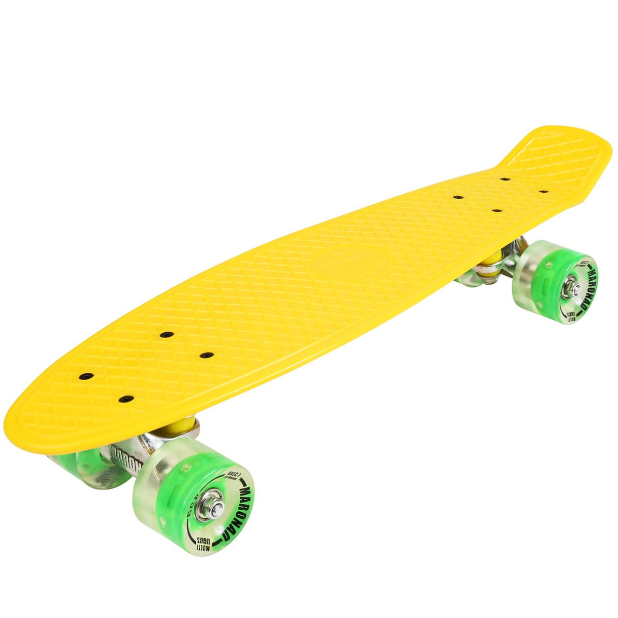 MARONAD 57cm Mini Cruiser board Retro Skateboard mit LED Leuchtrollen