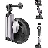 BRDRC Pocket 3 Suction Cup Mount, Car Mount Windshield and Window Camera Holder for DJI Osmo Pocket 3 2, Action 5 Pro 4, Insta360 X4 X3 Go 3S, GoPro Hero 13 12 11 10 9 Accessories - Aluminu