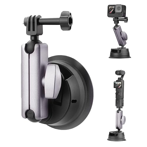 Pocket Suction Cup Mount, Car Mount Windshield and Window Camera Holder  for DJI Osmo Pocket 2, Action Pro 4, Insta360 X4 X3 Go 3S, GoPro Hero  13
