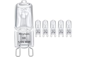 G9 Halogen Bulb 40W, 5 Pack High Output JCD G9 120V 40W, T4 G 9 Bulb Dimmable with 2800K Warm White, Halogen G 9 Bi-Pin Bulbs