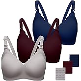 3 Pack Nursing Bras for Breastfeeding Seamless Maternity Bra Ultra Comfort Pregnancy Sleep Bralette for Women