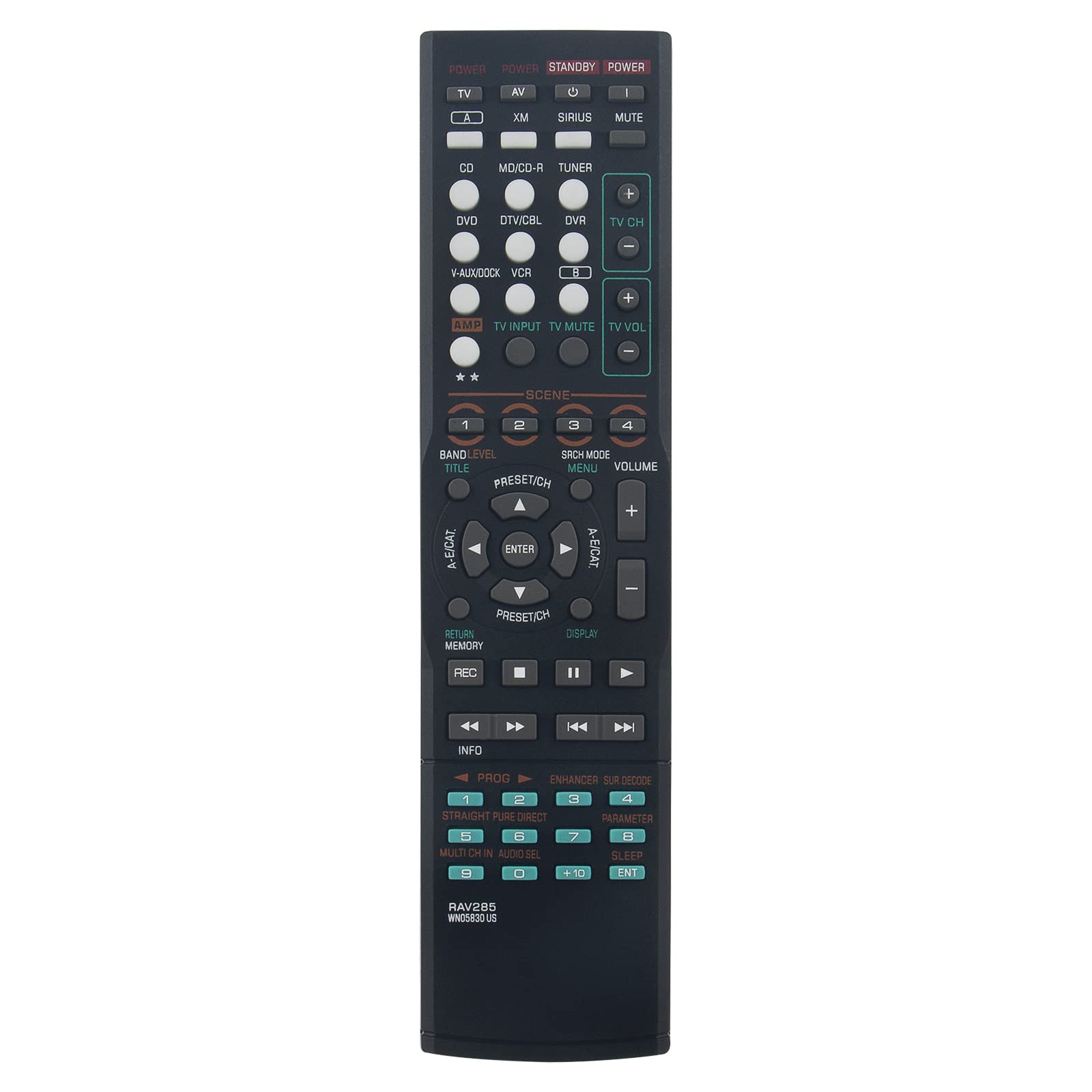 Replacement Remote Control Fit for Yamaha AV Receiver HTR-6160 RX-V663BL RX-V663 Remote RAV285 WN05830US