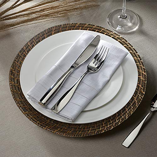ChargeIt by Jay Round Rattan Chargers Set of 4 Decorative Service Plates for Home, Professional Fine Dining Perfect for Events & Dinner Parties