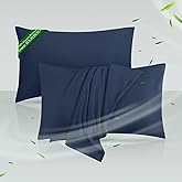 Cooling Pillowcases Queen Size Set of 2, Viscose Derived from Bamboo for Hot Sleepers, Soft & Silky Pillow Covers with Envelope Closure (Navy, 2 Pack, 20x30 inches)