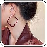 Xduargs Boho Square Drop Earrings Large Square Dangle Hoop Earrings Vintage Square Huggie Hoop Earrings Big Geometric Square Statement Earrings for Women