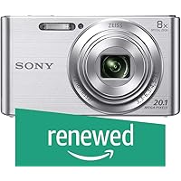(Renewed) Sony SNY_W830PS_SIR Cybershot 20.1MP Digital SLR Camera (Silver) with 8X Optical Zoom, Memory Card and Camera Case