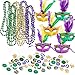 JOYIN 96 PCS Mardi Gras Party Supplies with 18 Beads Beaded Necklace, LED 6 Masks, 72 Temporary Tattoos, Mardi Gras Party Favors Set