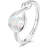 FANCIME Infinity Birthstone Ring 925 Sterling Silver Promise Ring Round Gemstone Birthstone Jewelry Birthday Wedding Engagement Mothers Day Gifts for Her Women