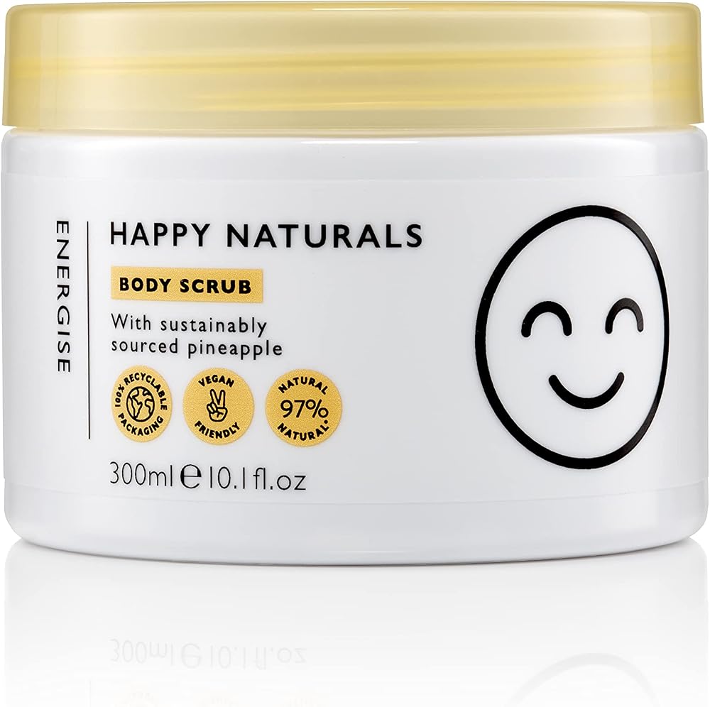 Happy Naturals Energising Body Scrub 300ml Pineapple Acai Vegan Natural