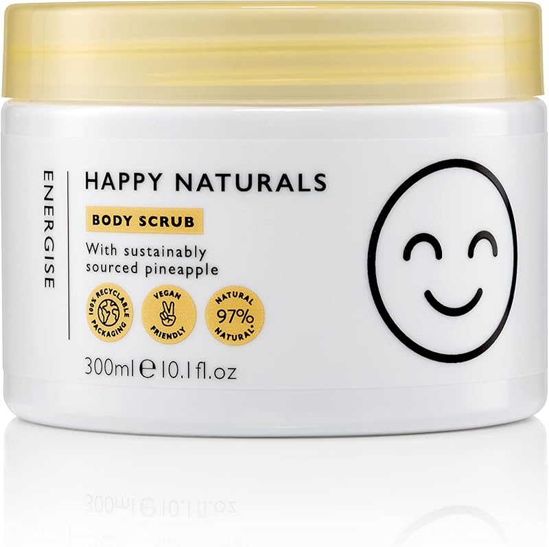 Happy Naturals Energising Body Scrub 300ml Pineapple Acai Vegan Natural