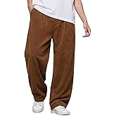Mens Baggy Corduroy Pants Vintage Casual Pants for Men with Belt Loop