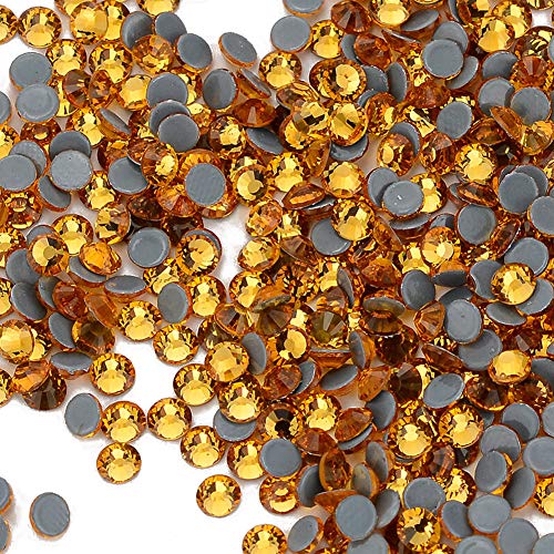 Dowarm 1440 Pieces Hotfix Crystal Rhinestones for Clothes Crafts, Hot Fix Glue on Flatback Crystals, Iron on Crystal Rhinestone (Topaz, SS10)