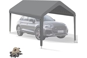 KAHLHAK Carport Canopy 12'x20' Heavy Duty Replacement Cover, Garage Shelter Cover 800D Oxford Waterproof & UV Protected Tarp with Ball Bungees, Not Include Frame, Gray