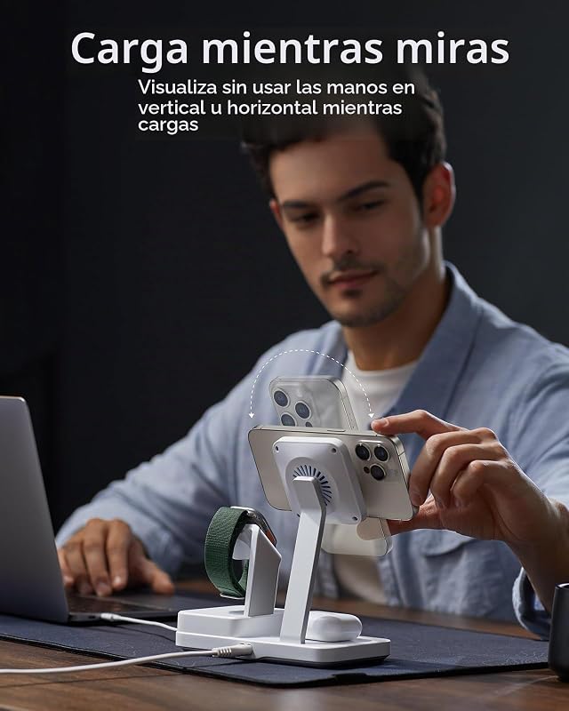 Estación de Carga GAN 6en1 100 W + CryoBoost, Compatible Soporte de Cargador MagSafe, Cargador Inalámbrico Magnético iPhone 15/14/13/1