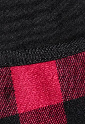 Cashsun Women's Round Neck Tops Short Sleeve Triple Color Block Stripe T-Shirt Plaid Casual Blouse