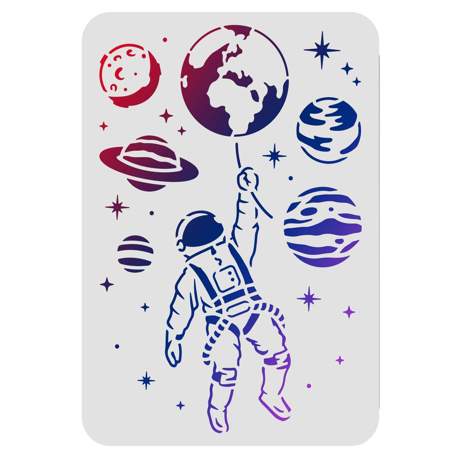 FINGERINSPIRE Astronaut Stencils 29.7x21cm Plastic Space Theme Drawing Painting Stencils Planet Earth Star Pattern Reusable