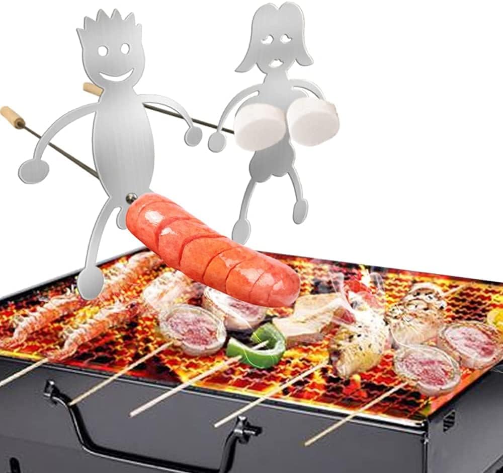 Stainless Steel Hot Dog Marshmallow Roaster, Funny Reusable Metal Craft BBQ Barbecue Forks for Outdoor Campfire, Women Men Shaped Camp Fire Roasting Pieces, Bonfire and Grill (Without Roasting Sticks) : Garden & Outdoor