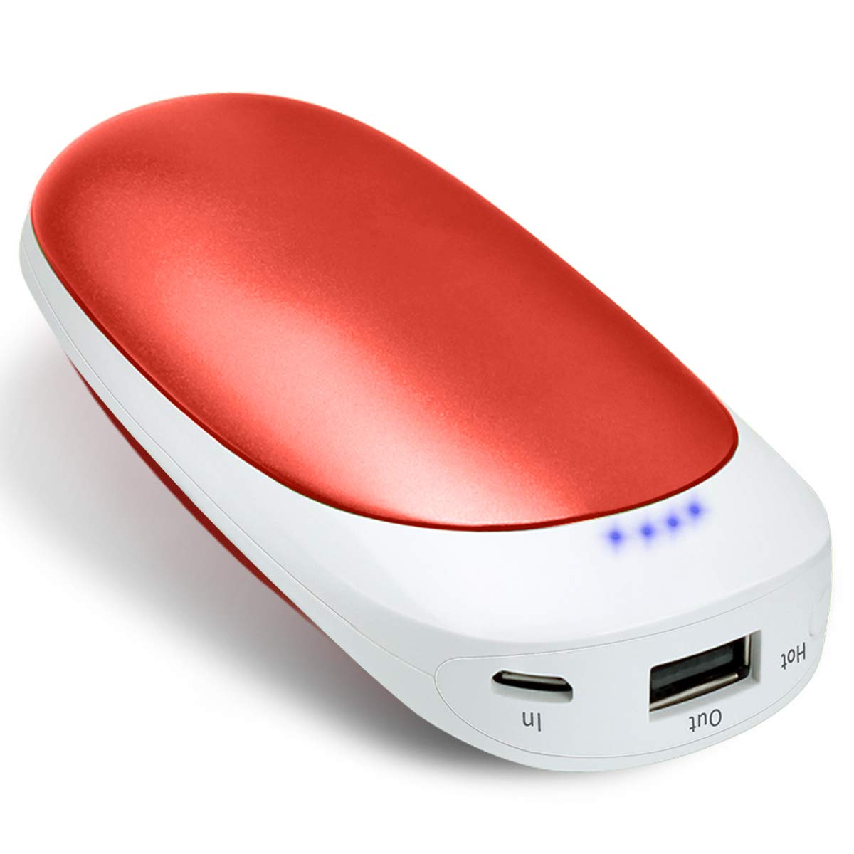 5200mAh USB Rechargeable Electric Hand Warmer,Vshow Baby Dolphin Double-Side Pocket Warmer /Emergency Phone Charger for iPhone /Samsung Galaxy - Red