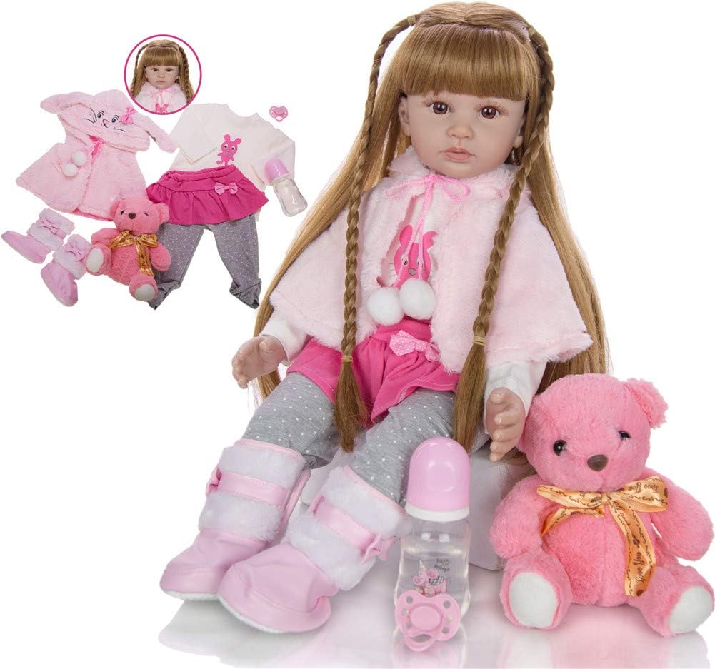 Prezzo Crrs Bambole rinate da 24 Pollici, Realistic Reborn Toddler Girl Doll, Soft Silicone Real Life Baby Girl with Hair Long Simulazione per Bambini Giocattolo Bambola Offerte