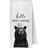 GCFET Funny Bear Bathroom Towels - Rustic Bear Decorative Waffle Hand Towels, Funny Bathroom Hand Towel, 16 X 24