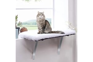 Kphico Cat Window Perch,Window Sill Cat Perch for Large Indoor Cats,Cat Window Seat with Soft and Washable Foam Cat Seat,Kitty Sill,Cat Window Shelf,Pet Cat Bed Shelves for Window Sill-White