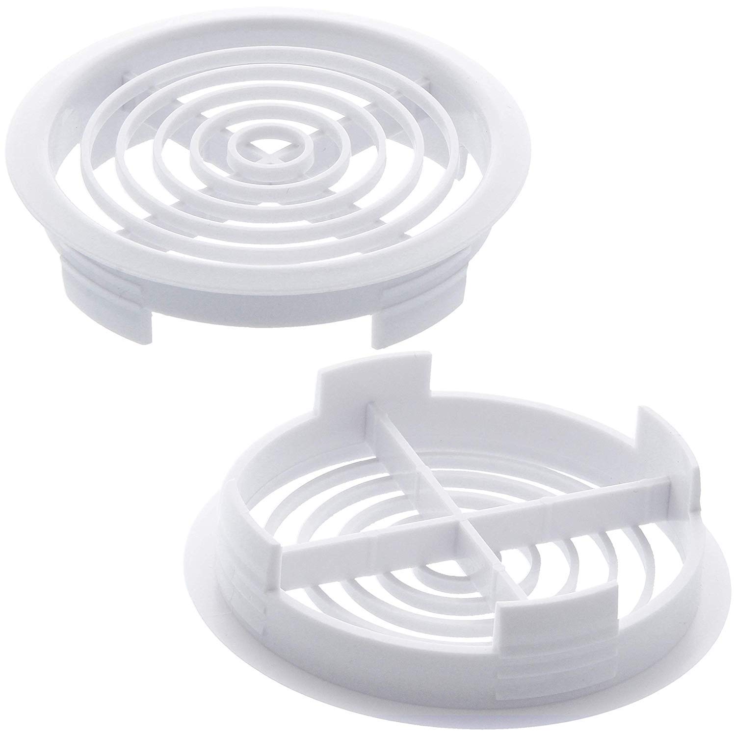 Merriway BH07429 (25 Pcs) Louvred Soffit Vent Push-in Roof Disc Fascia, White to Fit 70mm Hole - Pack of 25 Pieces
