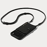 Bandolier Mila Crossbody Wallet Phone Case [MagSafe Compatible] for iPhone 17 Pro. 100% Genuine Pebble Leather. Adjustable & Removable Strap. Black with Pewter Hardware