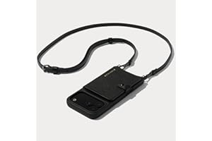 Bandolier Mila Crossbody Wallet Phone Case [MagSafe Compatible] for iPhone 17 Pro. 100% Genuine Pebble Leather. Adjustable & Removable Strap. Black with Pewter Hardware