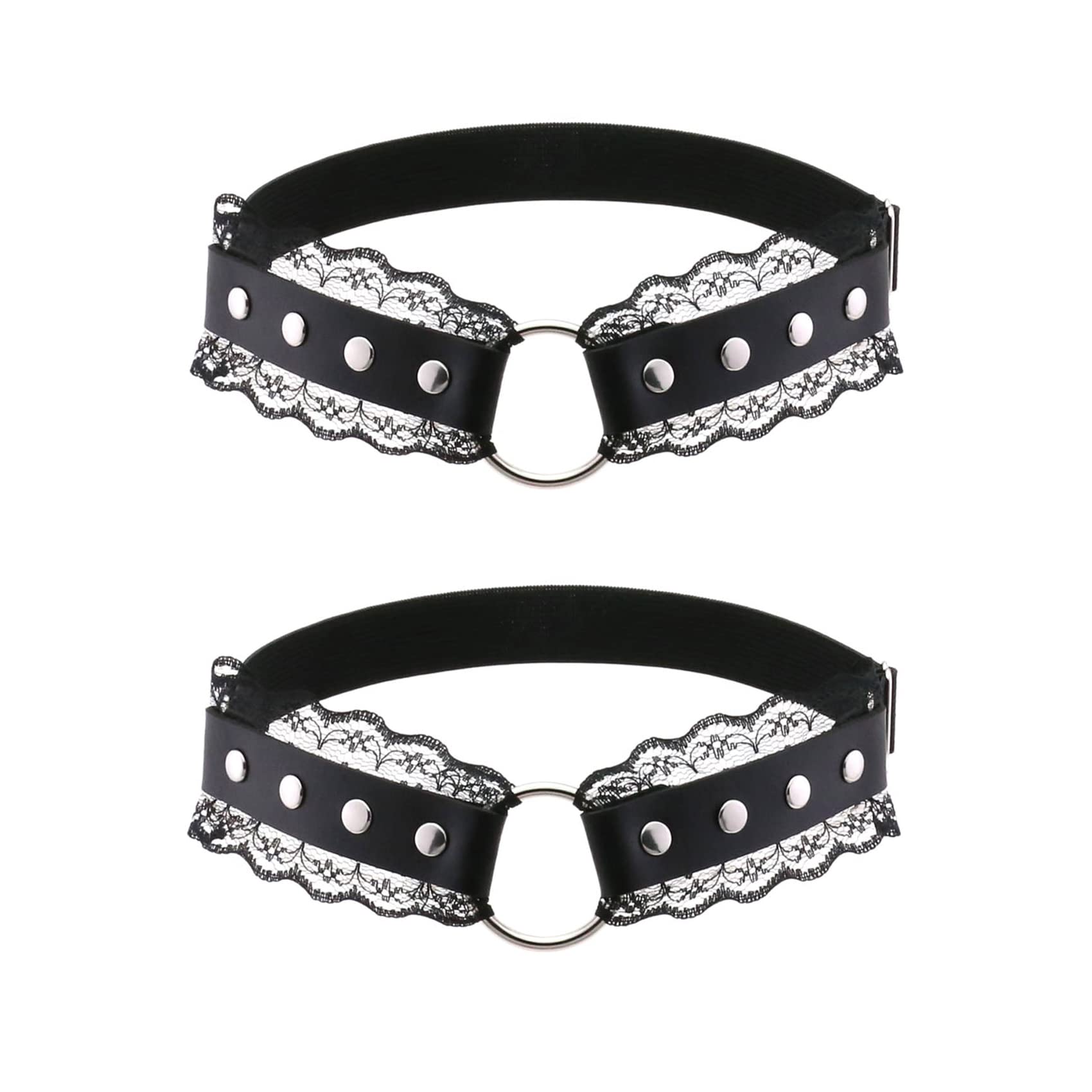 Lace O-Ring Thigh Garter Belt, Adjustable Leg Garters for Women Wedding Birthday Party Gift, 2PCs
