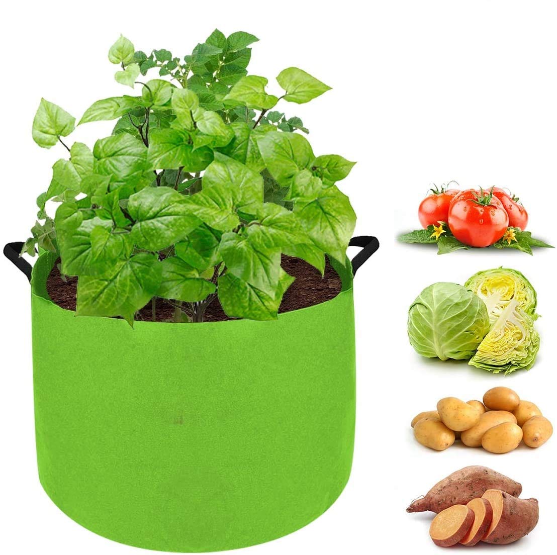 Senua Potato Grow Bags 28 Gallon Planting Pouch Fabric Pots Premium Breathable Cloth Bags for Potato/Plant Container with Handles (Green)