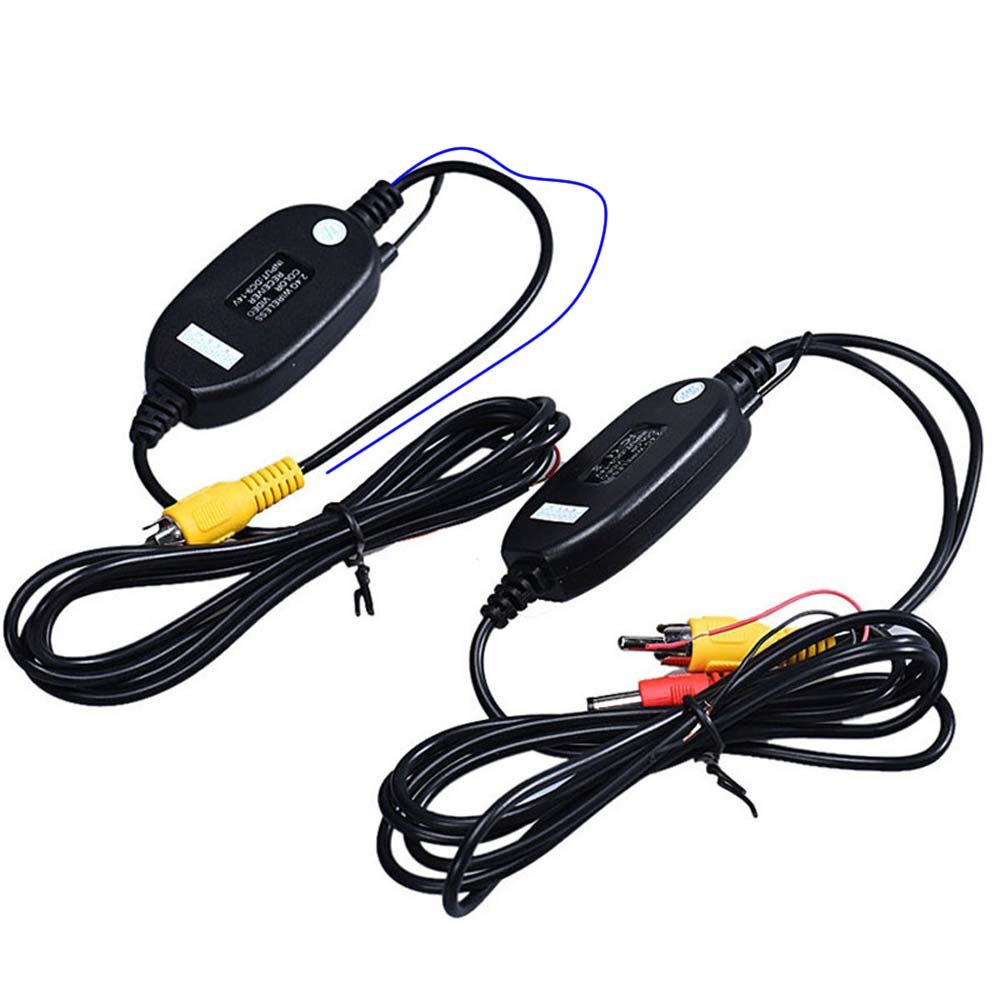 Navinio Wireless Colour Video Transmitter and RCA Reveiver Transmitter Receiver for Car Rear View Camera Front Camera (Wireless Radio Transmitter/Receiver) (Type A = with Blue Reverse Cable)