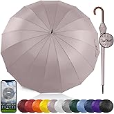 Royal Walk Windproof Large Umbrella for Rain 54 Inch Automatic Open for 2 Persons Wind Resistant Big Golf Umbrellas for Adult Men Women Classic Wooden Handle Fast Drying Strong 16 Ribs Travel 120cm