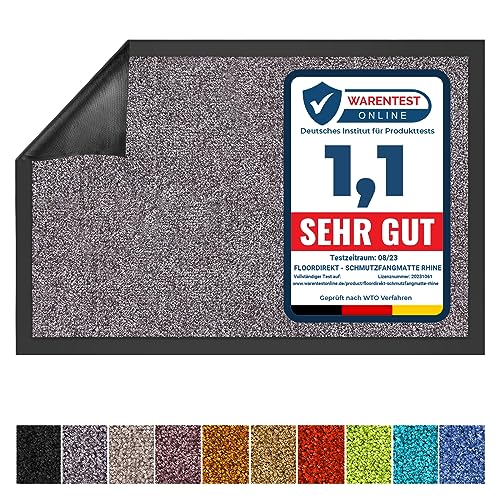 Floordirekt Schmutzfangmatte Rhine - waschbare & leistungsstarke Fußmatte - Sauberlaufmatte mit Rutschfester Rückseite - Türmatte für den Eingangsbere