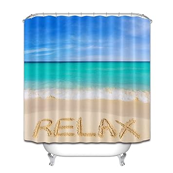 Amazon Com Bdhbhduio Liner Word Relax On Beach Shower Curtain
