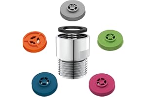 YDmeet 5 Pcs Shower Flow Reducer Limiter Set, 1/2 Inch Flow Restrictor Control Valve for Fixed Handheld and Shower Head 1.5/1.8/2.0/2.5/3.2 GPM