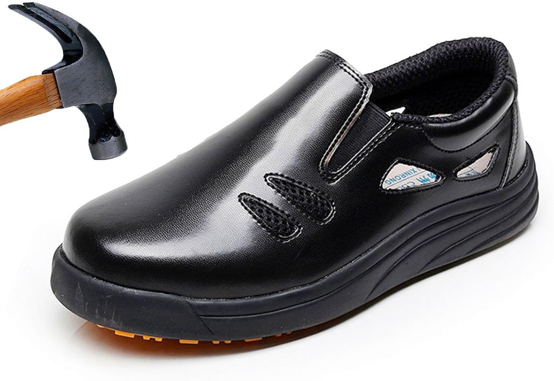 Levoberg Work Safety Shoes Steel Toe Breathable Kitchen Chef Shoes Slip