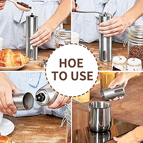 ATUIO - Manuelle Kaffeemühle, Manuelle Rostfreie Espresso Mühle, Edelstahlbohnenmühle, Verstellbarer Konischer… – Bild 3