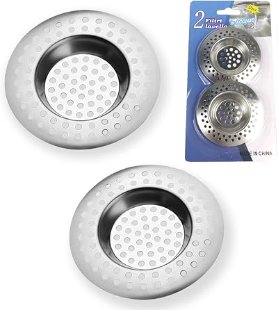 Rubigo Stainless Steel Sink Drainer Plug Hair Catcher 2 Pack 7.7cm 90 Holes