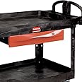 Rubbermaid Commercial Products Rolling Cart Lockable Drawer for Premium Universal Shelf Carts, Chrome, Secure Tools in Cart for added Safety